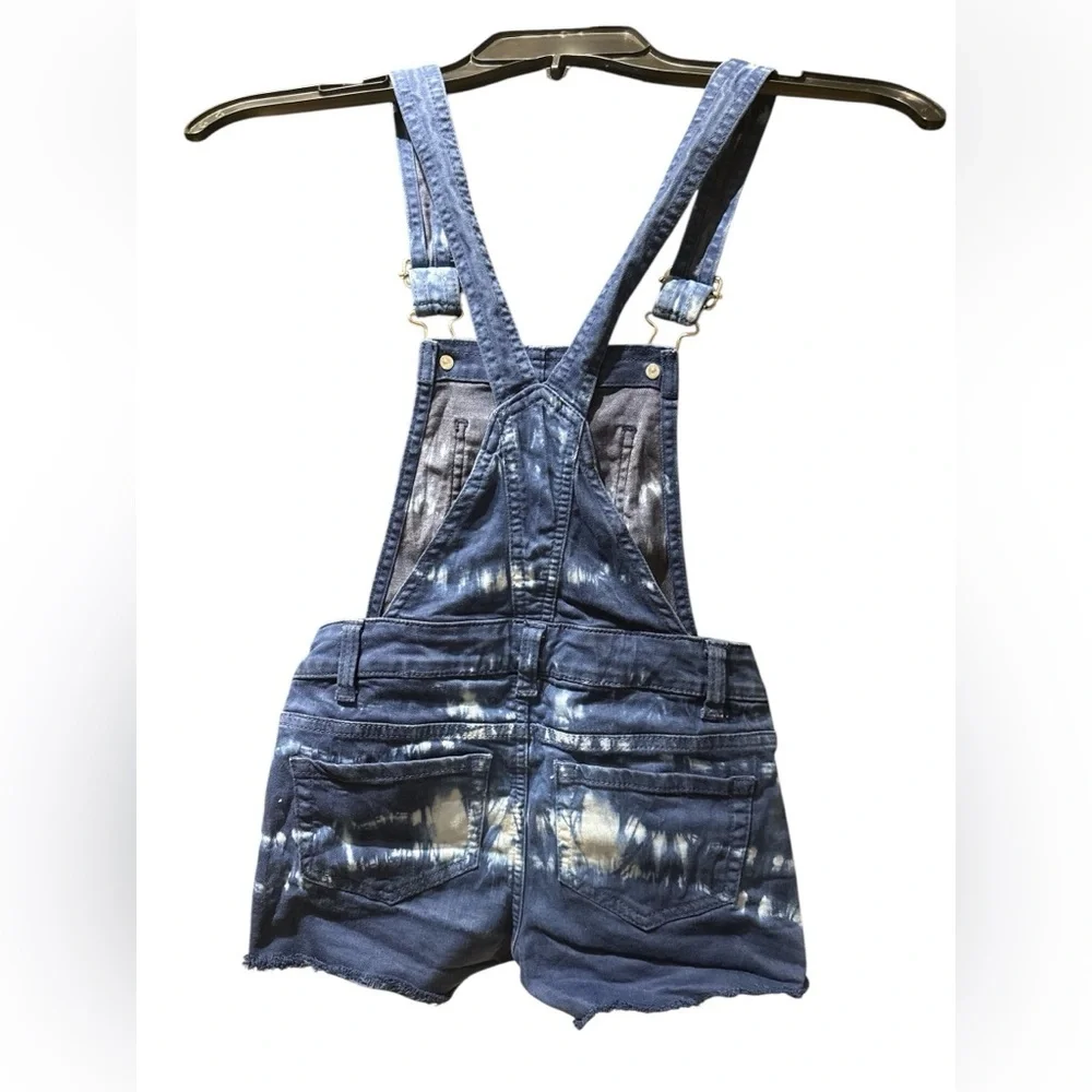 Justice‎ Girls Size 8 Tie-Dye Denim Shortalls Overalls Adjustable Straps